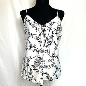 Club Monaco Kora Cami Top Floral Print White Blue Black Size M $98 MSRP
